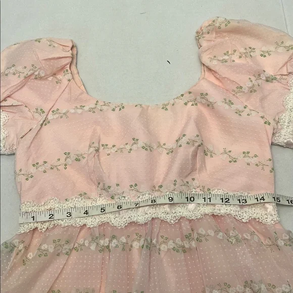 VINTAGE WOMENS REGENCY SWISS DOT LONG MAXI DRESS WITH PUFF SLEEVES SMALL - Picture 16 of 17